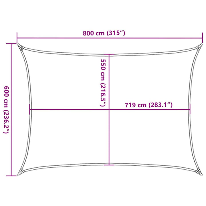 solsejl 6x8 m 160 g/m² HDPE lysegrøn