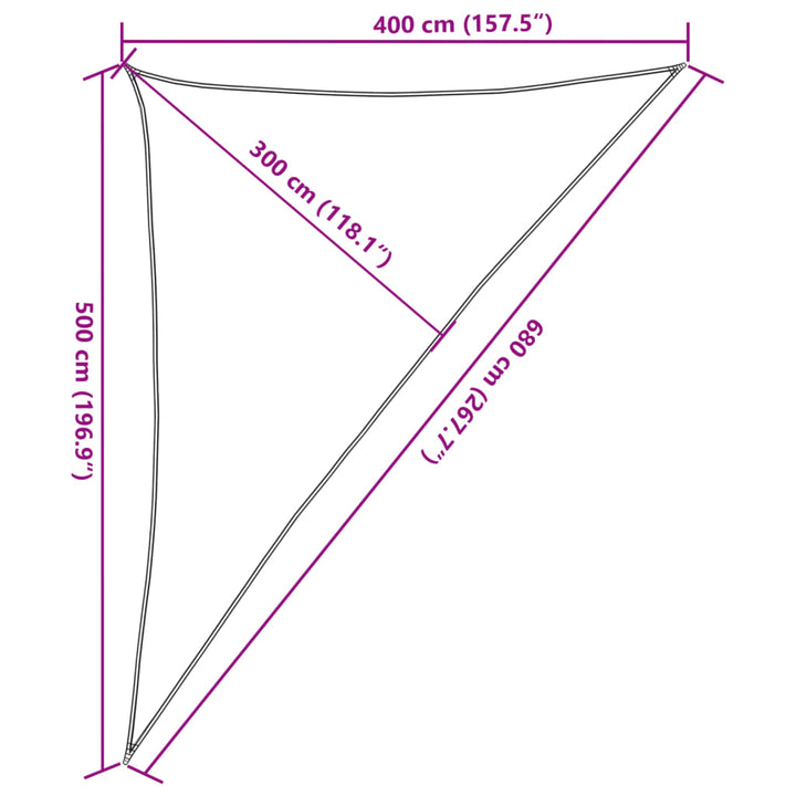 solsejl 4x5x6,8 m 160 g/m² HDPE lysegrøn