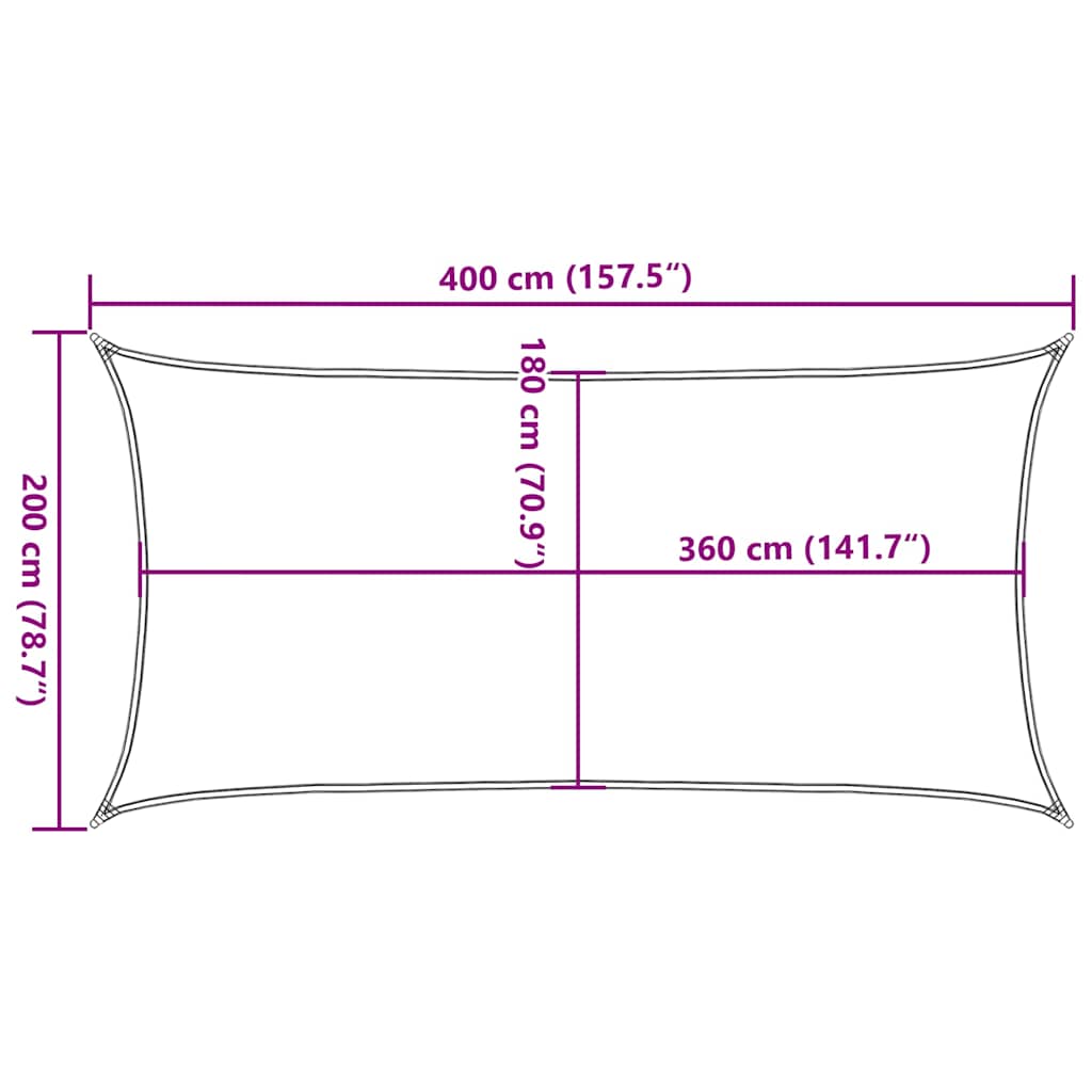 solsejl 2x4 m 160 g/m² HDPE terrakotta