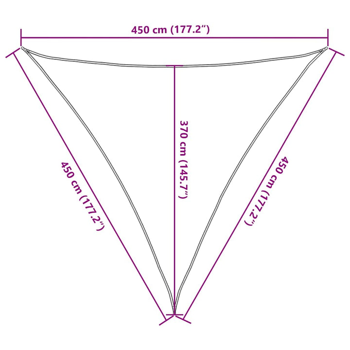 solsejl 4,5x4,5x4,5 m 160 g/m² HDPE terrakotta