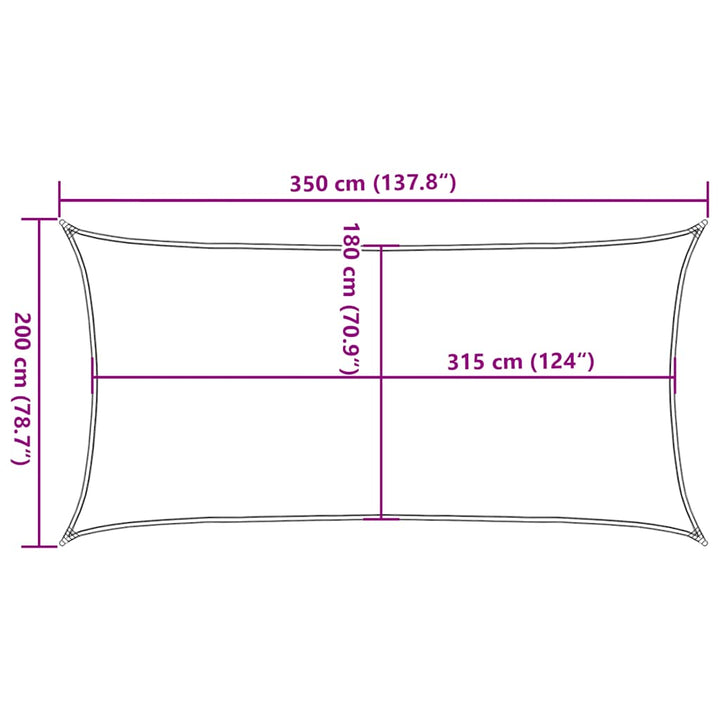solsejl 2x3,5 m 160 g/m² HDPE gråbrun