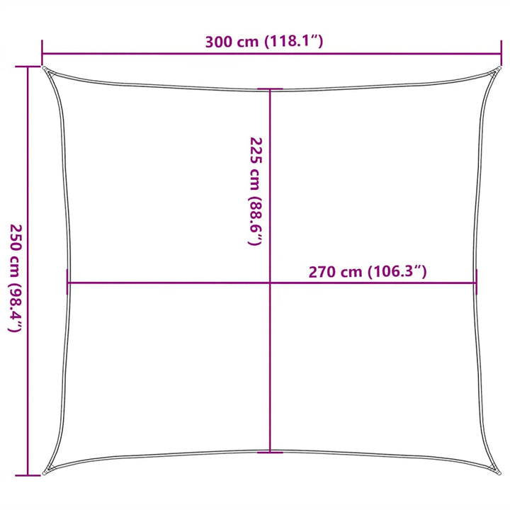 solsejl 2,5x3 m 160 g/m² HDPE gråbrun