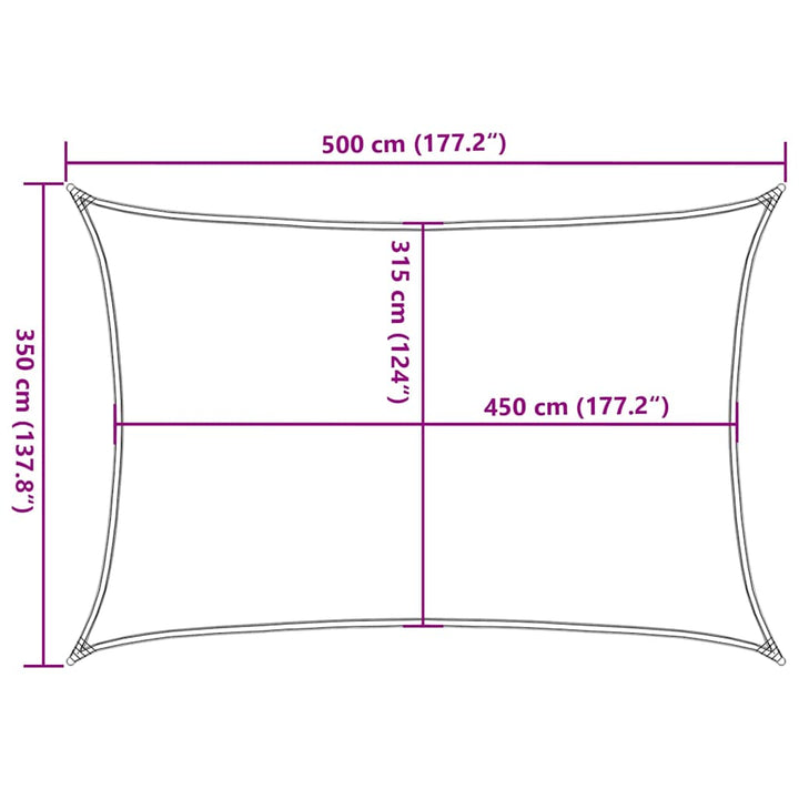 solsejl 160 g/m² 3,5x5 m HDPE gråbrun