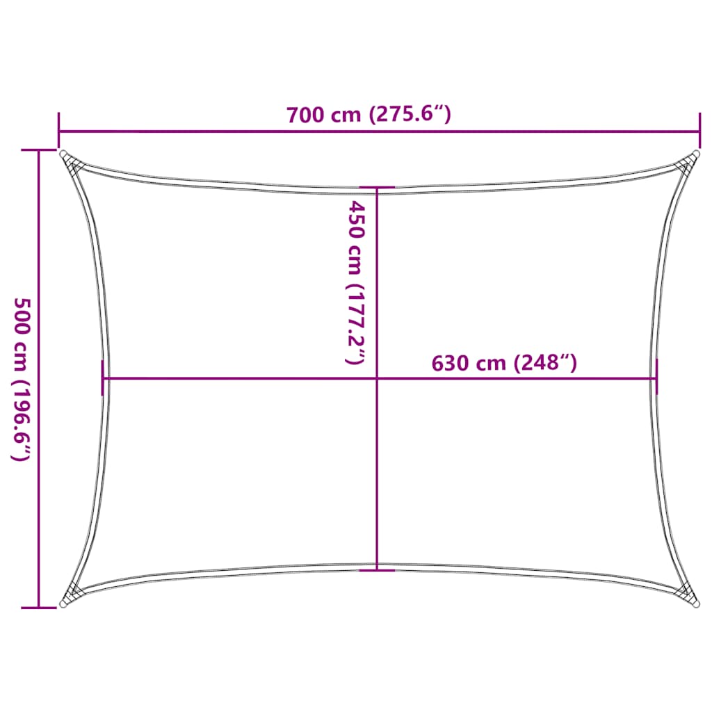 solsejl 160 g/m² 5x7 m HDPE gråbrun