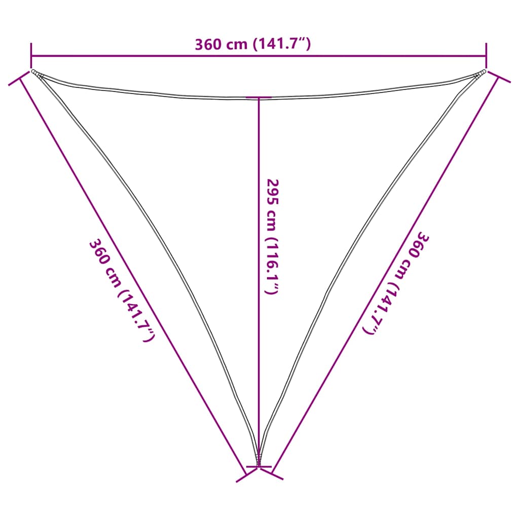 solsejl 160 g/m² 3,6x3,6x3,6 m HDPE gråbrun