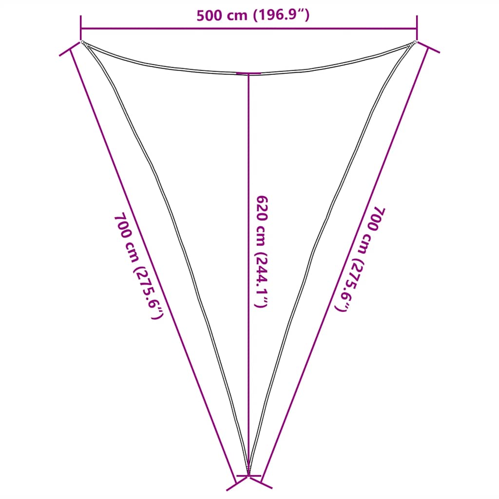 solsejl 160 g/m² 5x7x7 m HDPE gråbrun