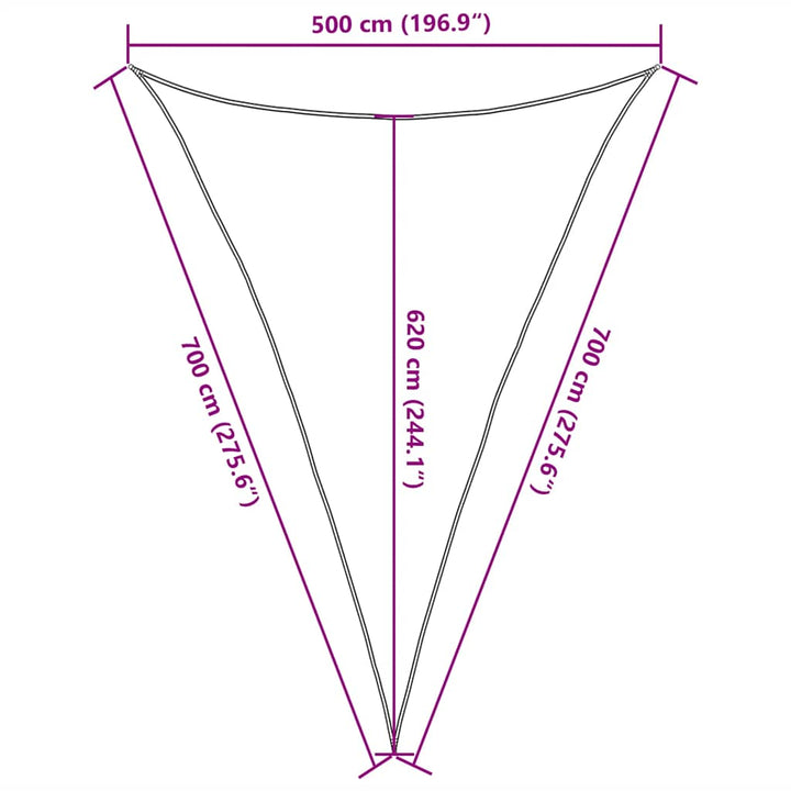 solsejl 160 g/m² 5x7x7 m HDPE gråbrun