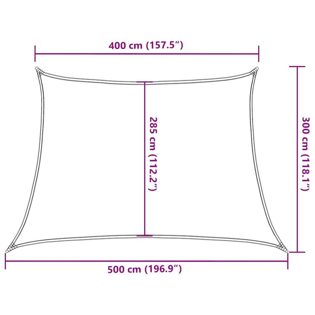solsejl 160 g/m² 4/5x3 m HDPE gråbrun