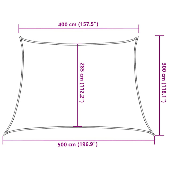 solsejl 160 g/m² 4/5x3 m HDPE gråbrun