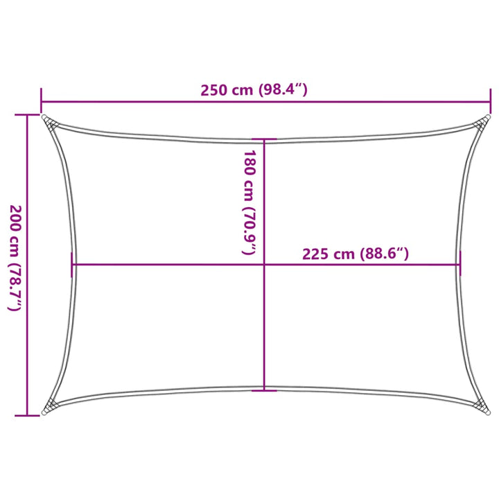 solsejl 2x2,5 m 160 g/m² HDPE mørkegrøn