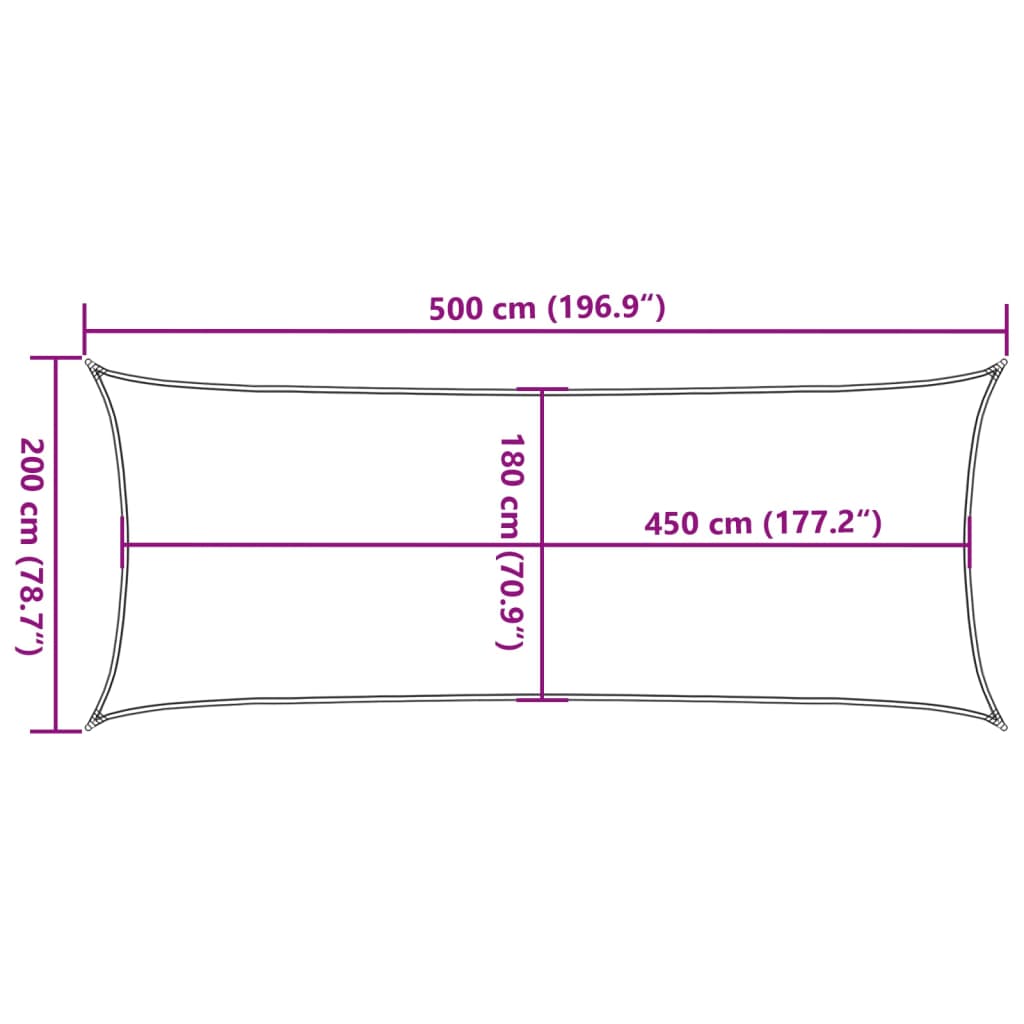 solsejl 2x5 m 160 g/m² HDPE mørkegrøn