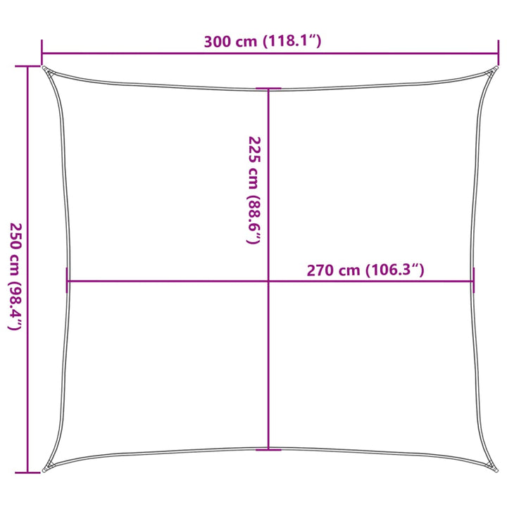 solsejl 2,5x3 m 160 g/m² HDPE mørkegrøn