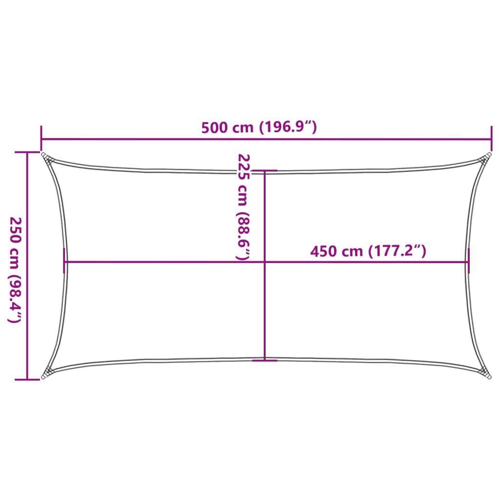 solsejl 2,5x5 m 160 g/m² HDPE mørkegrøn