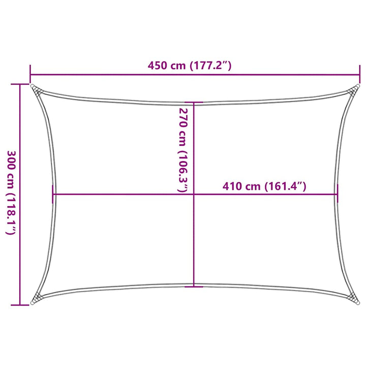 solsejl 3x4,5 m 160 g/m² HDPE mørkegrøn