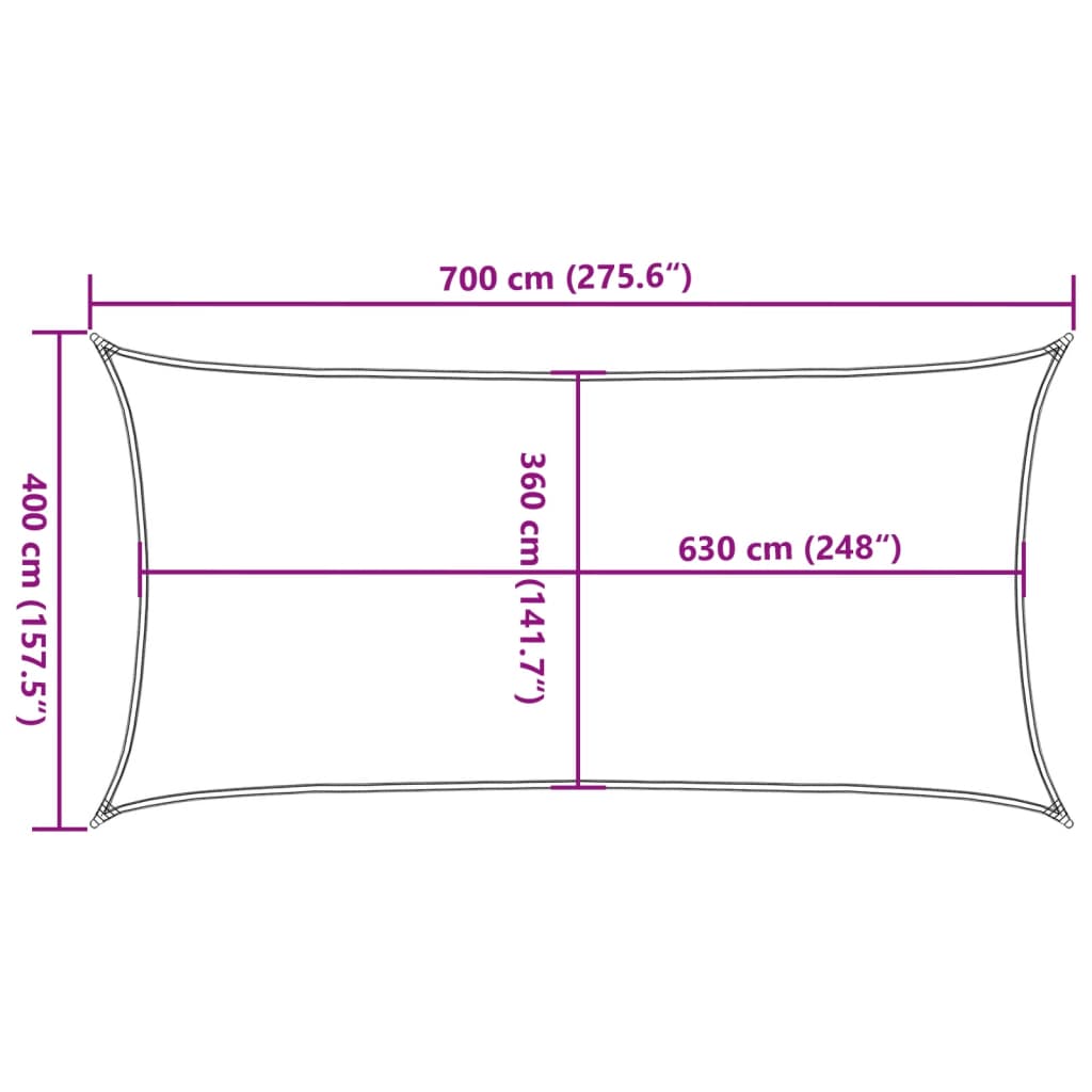 solsejl 4x7 m 160 g/m² HDPE mørkegrøn
