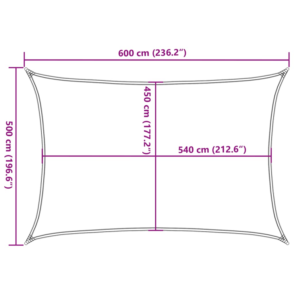 solsejl 5x6 m 160 g/m² HDPE mørkegrøn