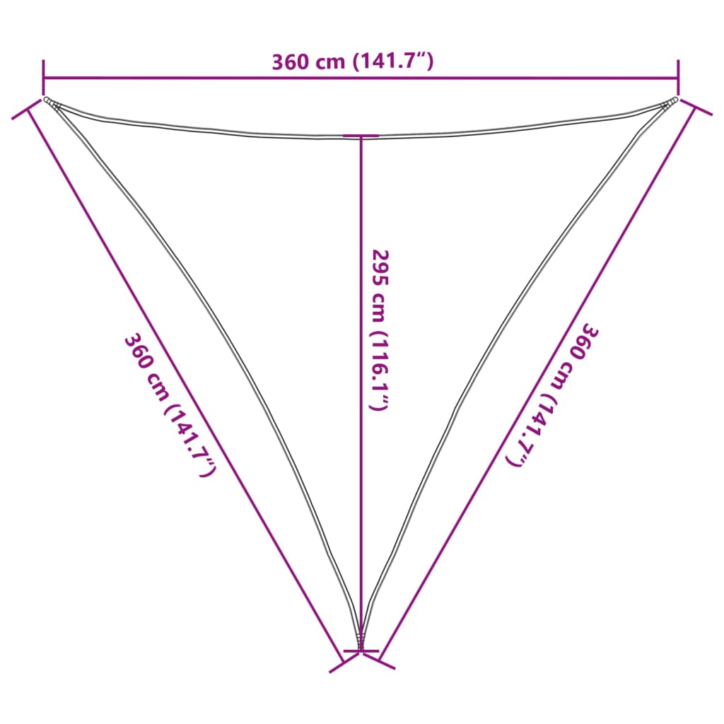 solsejl 3,6x3,6x3,6 m 160 g/m² HDPE mørkegrøn