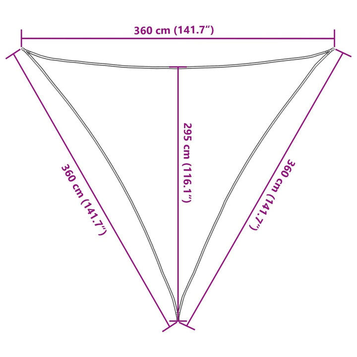 solsejl 3,6x3,6x3,6 m 160 g/m² HDPE mørkegrøn