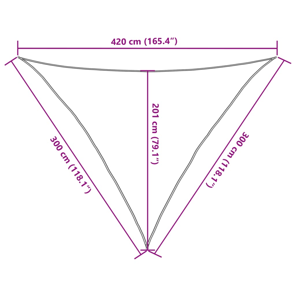 solsejl 3x3x4,2 m 160 g/m² HDPE mørkegrøn