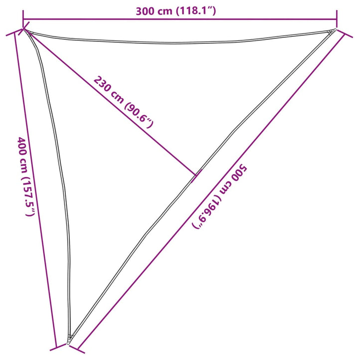 solsejl 3x4x5 m 160 g/m² HDPE mørkegrøn