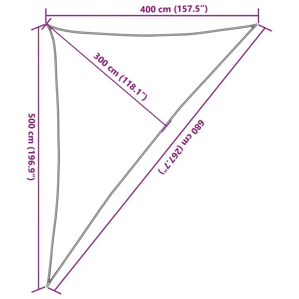 solsejl 4x5x6,8 m 160 g/m² HDPE mørkegrøn