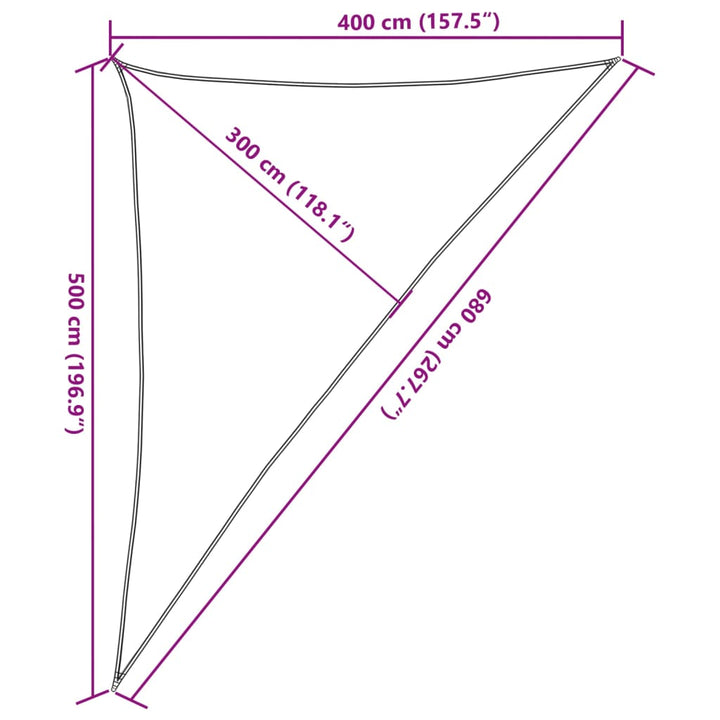 solsejl 4x5x6,8 m 160 g/m² HDPE mørkegrøn
