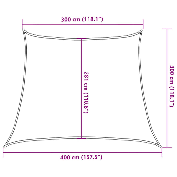 solsejl 3/4x3 m 160 g/m² HDPE mørkegrøn