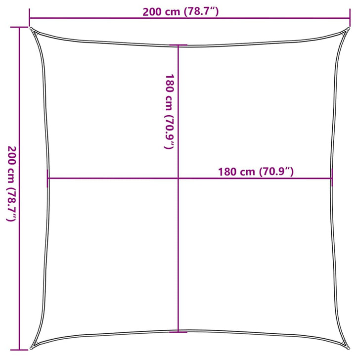 solsejl 2x2 m 160 g/m² HDPE blå