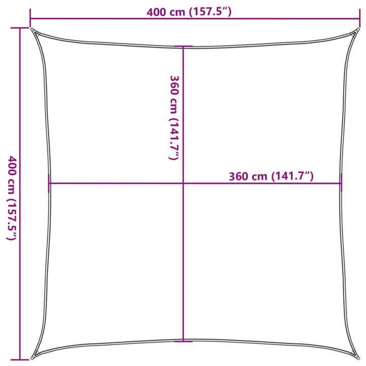 solsejl 4x4 m 160 g/m² firkantet HDPE blå