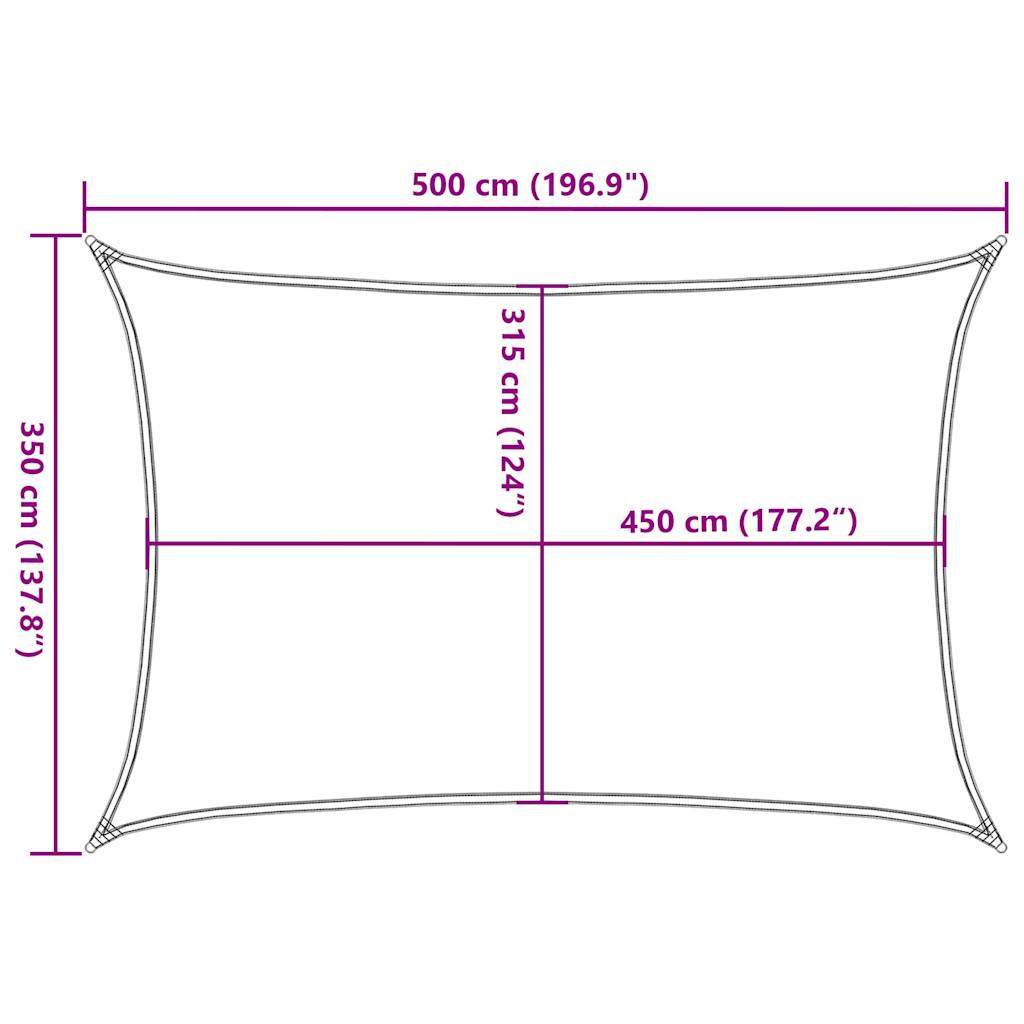 solsejl 3,5x5 m rektangulær 160 g/m² HDPE blå