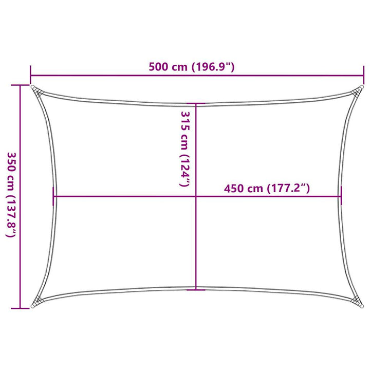 solsejl 3,5x5 m rektangulær 160 g/m² HDPE blå