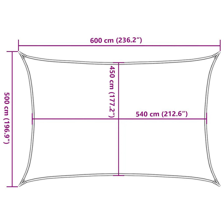 solsejl 5x6 m 160 g/m² rektangulær HDPE blå