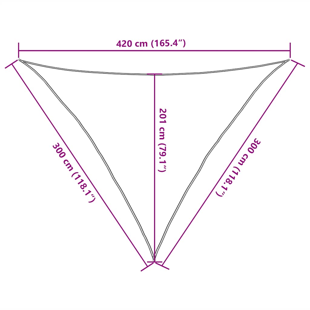 solsejl 3x3x4,2 m 160 g/m² HDPE blå