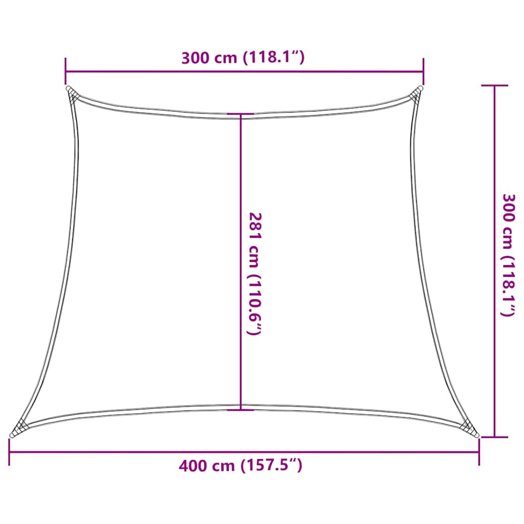 solsejl 3/4x3 m 160 g/m² trapezformet HDPE blå
