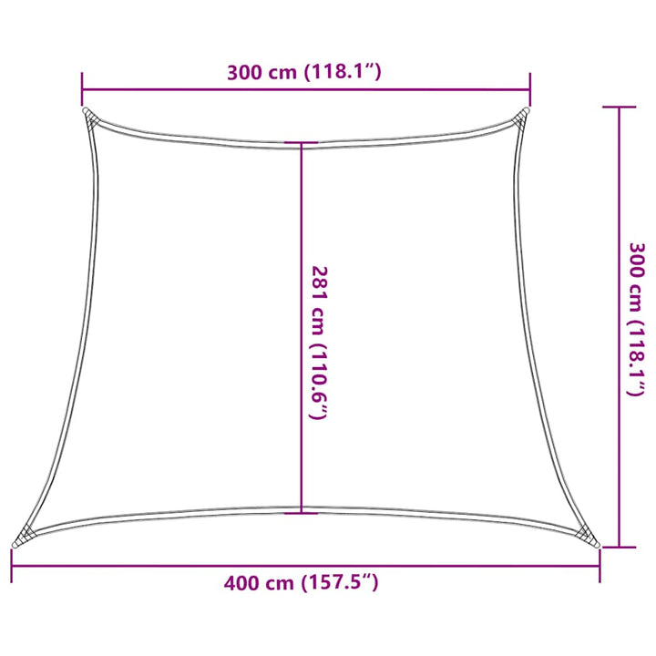 solsejl 3/4x3 m 160 g/m² trapezformet HDPE blå