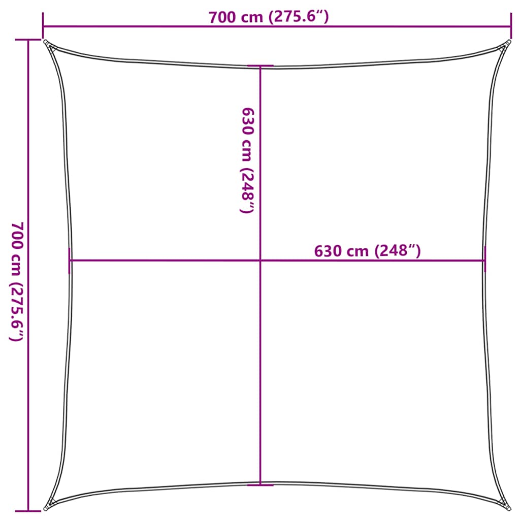 solsejl 160 g/m² 7x7 m firkantet HDPE gul