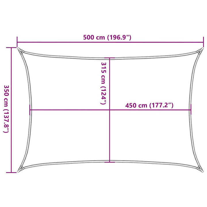 solsejl 3,5x3,5 m 160 g/m² HDPE rektangulær gul