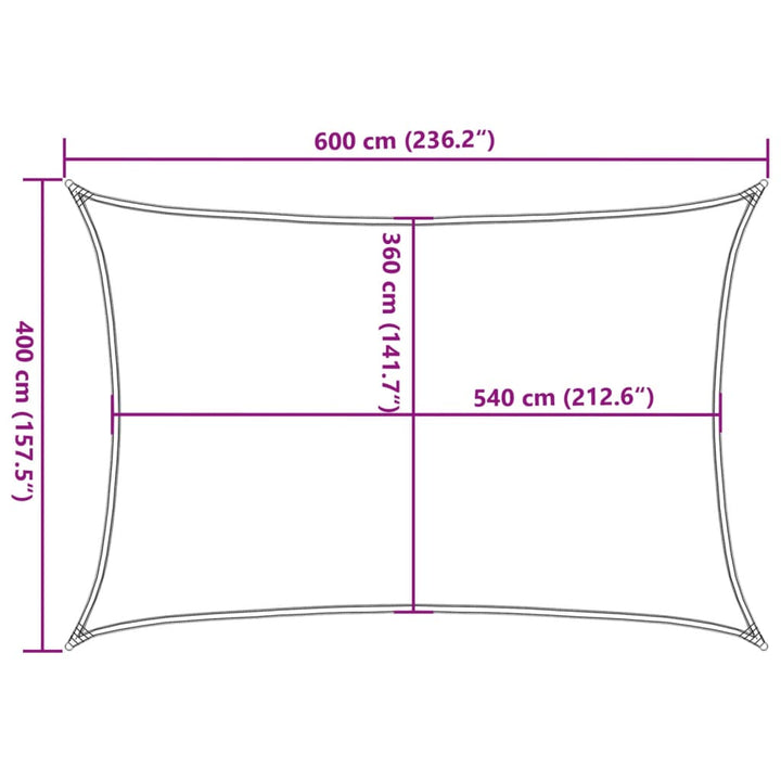 solsejl 4x6 m 160 g/m² rektangulær HDPE gul