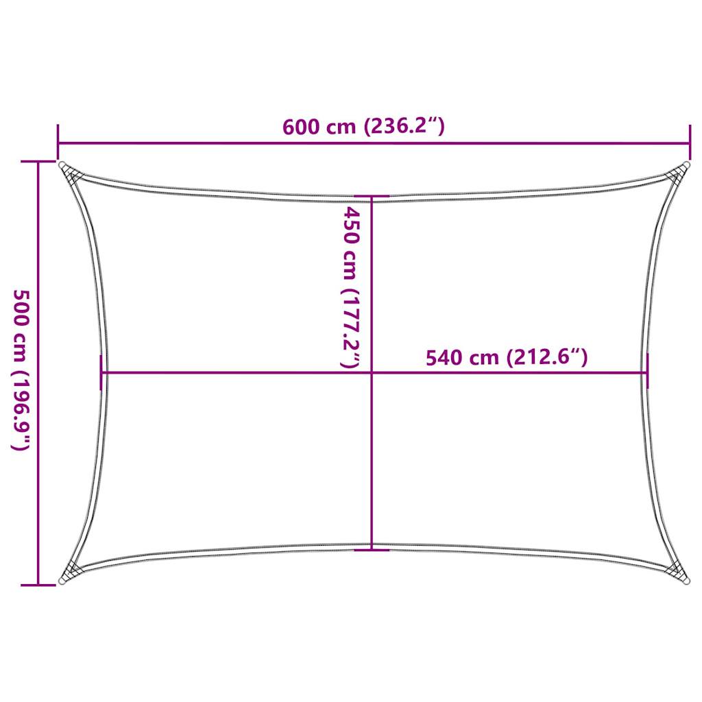 solsejl 5x6 m 160 g/m² rektangulær HDPE gul