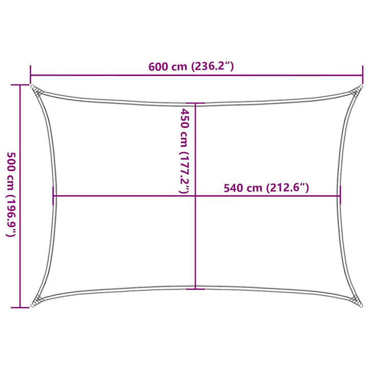 solsejl 5x6 m 160 g/m² rektangulær HDPE gul