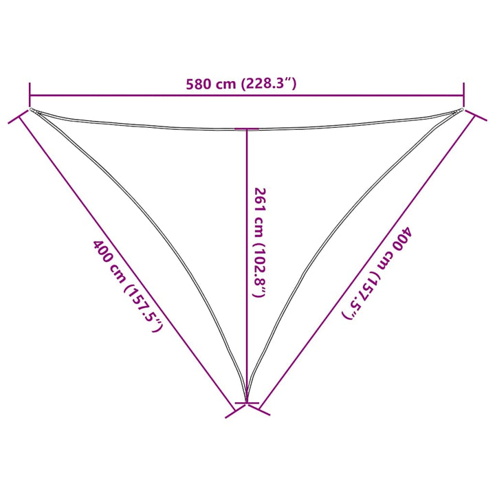 solsejl 4x4x5,8 m 160 g/m² HDPE gul