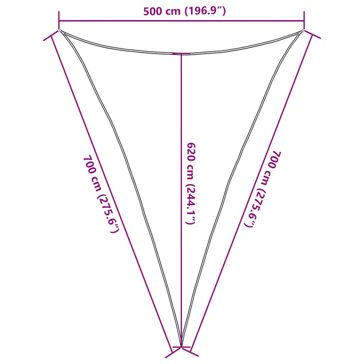 solsejl 160 g/m² 5x7x7 m HDPE gul