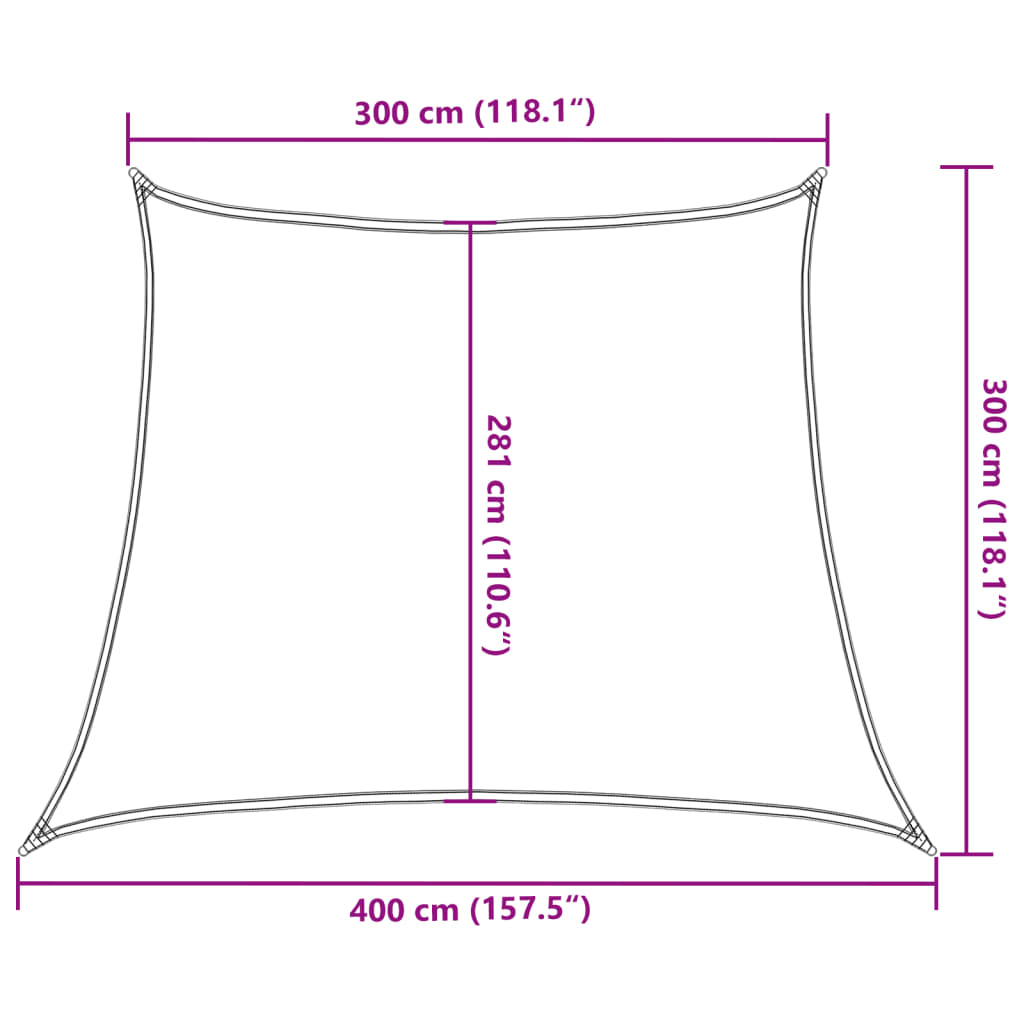 solsejl 3/4x3 m 160 g/m² HDPE gul