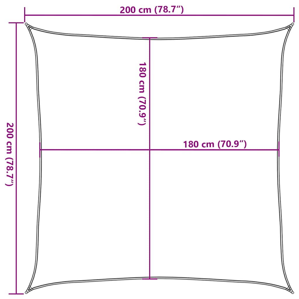 solsejl 2x2 m 160 g/m² HDPE rød