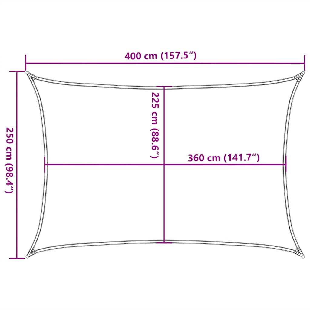 solsejl 2,5x4 m 160 g/m² HDPE rød