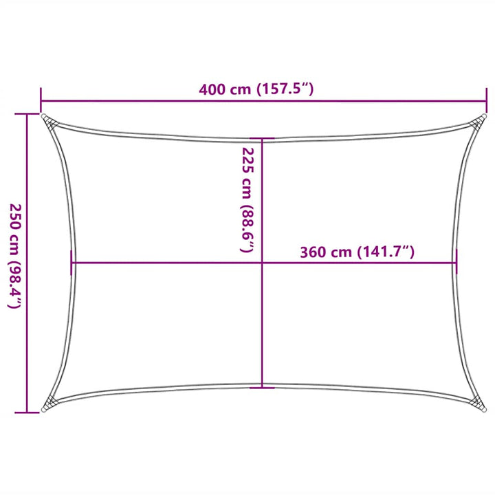 solsejl 2,5x4 m 160 g/m² HDPE rød
