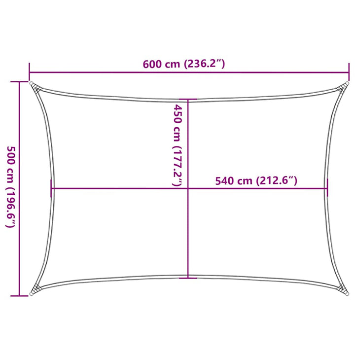 solsejl 160 g/m² 5x6 m HDPE rød