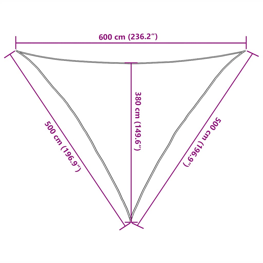 solsejl 5x5x6 m 160 g/m² HDPE rød