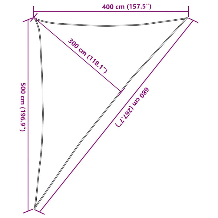 solsejl 4x5x6,8 m 160 g/m² HDPE rød