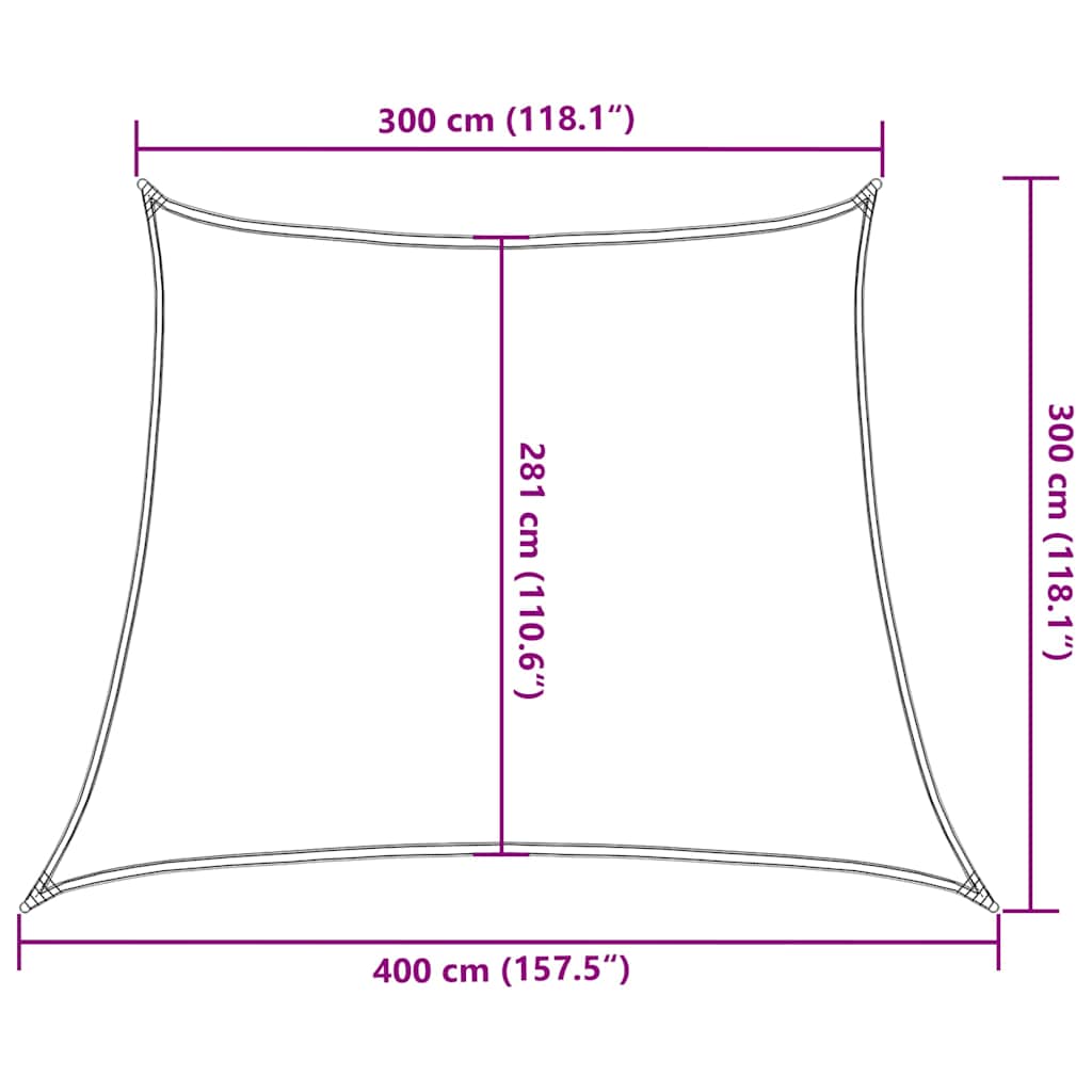solsejl 160 g/m² 3/4x3 m HDPE rød
